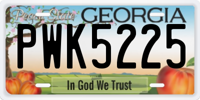 GA license plate PWK5225