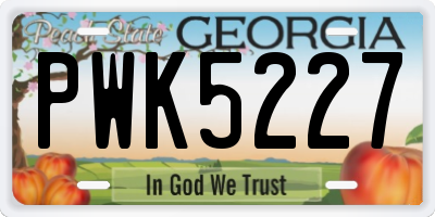 GA license plate PWK5227