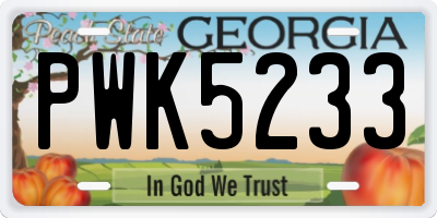 GA license plate PWK5233