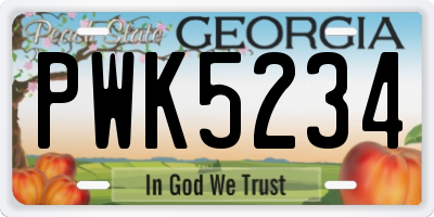 GA license plate PWK5234