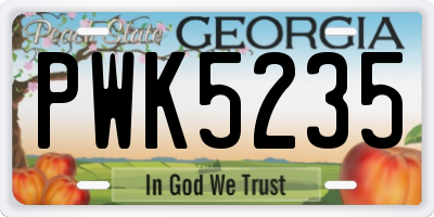 GA license plate PWK5235