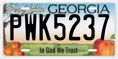 GA license plate PWK5237