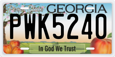 GA license plate PWK5240