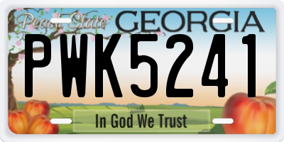 GA license plate PWK5241