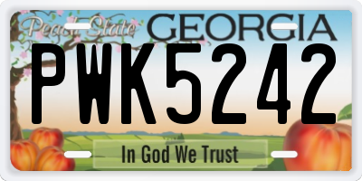 GA license plate PWK5242