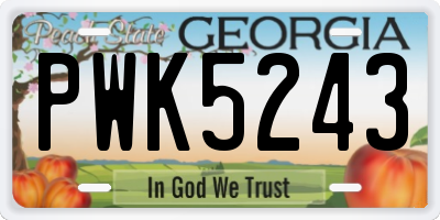 GA license plate PWK5243