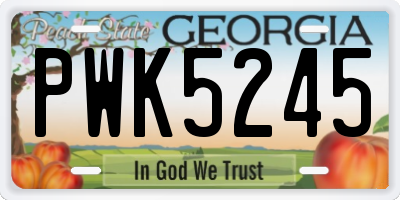 GA license plate PWK5245