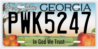 GA license plate PWK5247