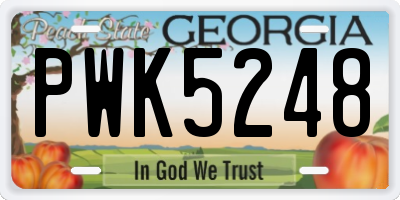 GA license plate PWK5248