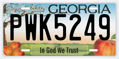 GA license plate PWK5249