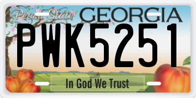 GA license plate PWK5251
