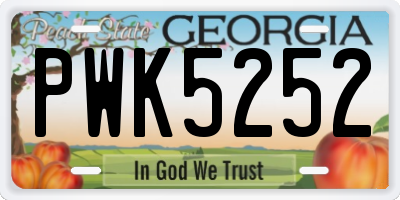 GA license plate PWK5252