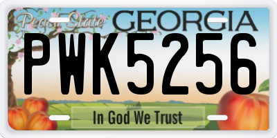 GA license plate PWK5256