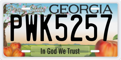 GA license plate PWK5257