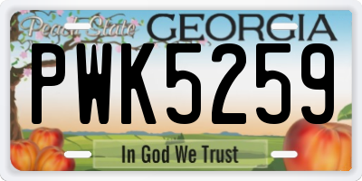 GA license plate PWK5259