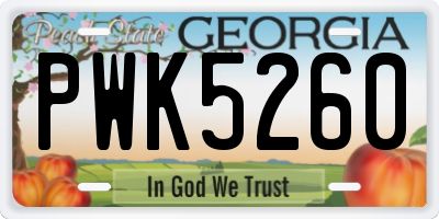 GA license plate PWK5260
