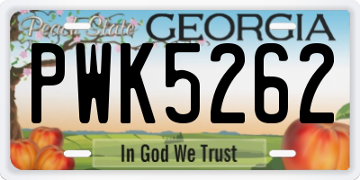 GA license plate PWK5262