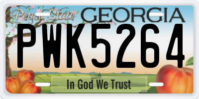 GA license plate PWK5264