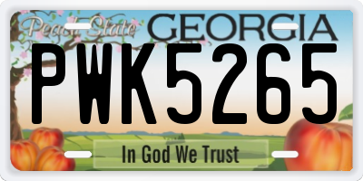 GA license plate PWK5265
