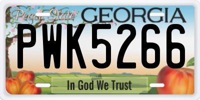 GA license plate PWK5266
