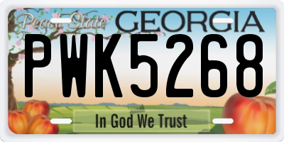 GA license plate PWK5268
