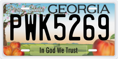 GA license plate PWK5269