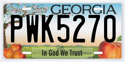 GA license plate PWK5270