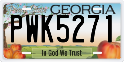 GA license plate PWK5271
