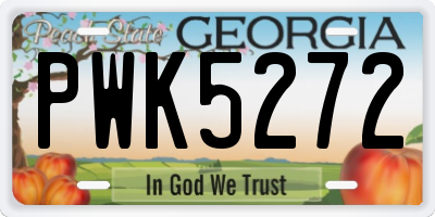 GA license plate PWK5272