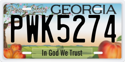 GA license plate PWK5274