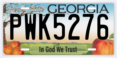 GA license plate PWK5276