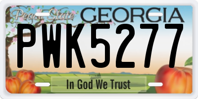 GA license plate PWK5277