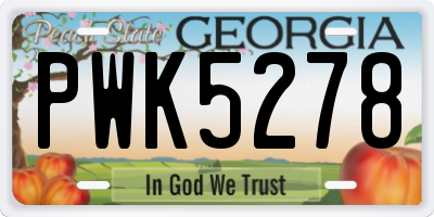 GA license plate PWK5278
