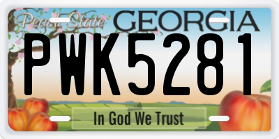 GA license plate PWK5281