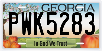 GA license plate PWK5283