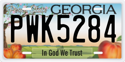 GA license plate PWK5284