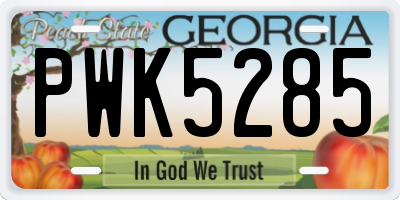 GA license plate PWK5285