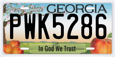 GA license plate PWK5286