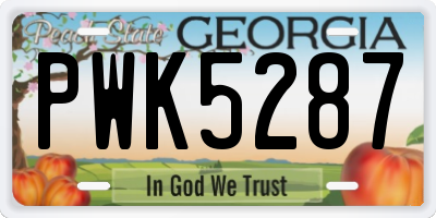 GA license plate PWK5287