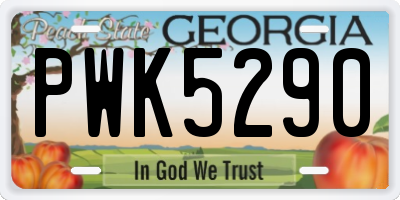 GA license plate PWK5290