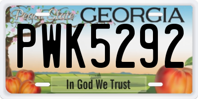 GA license plate PWK5292
