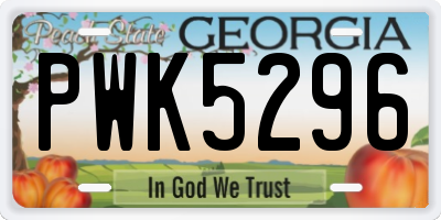 GA license plate PWK5296
