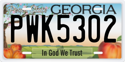 GA license plate PWK5302