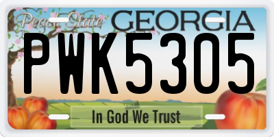 GA license plate PWK5305