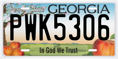 GA license plate PWK5306