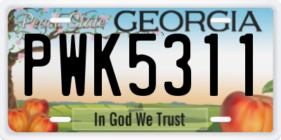 GA license plate PWK5311