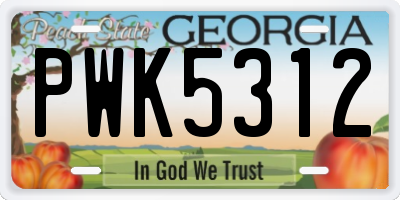 GA license plate PWK5312