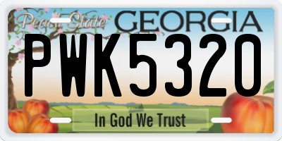 GA license plate PWK5320