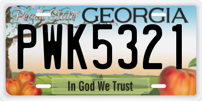 GA license plate PWK5321