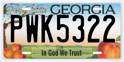 GA license plate PWK5322
